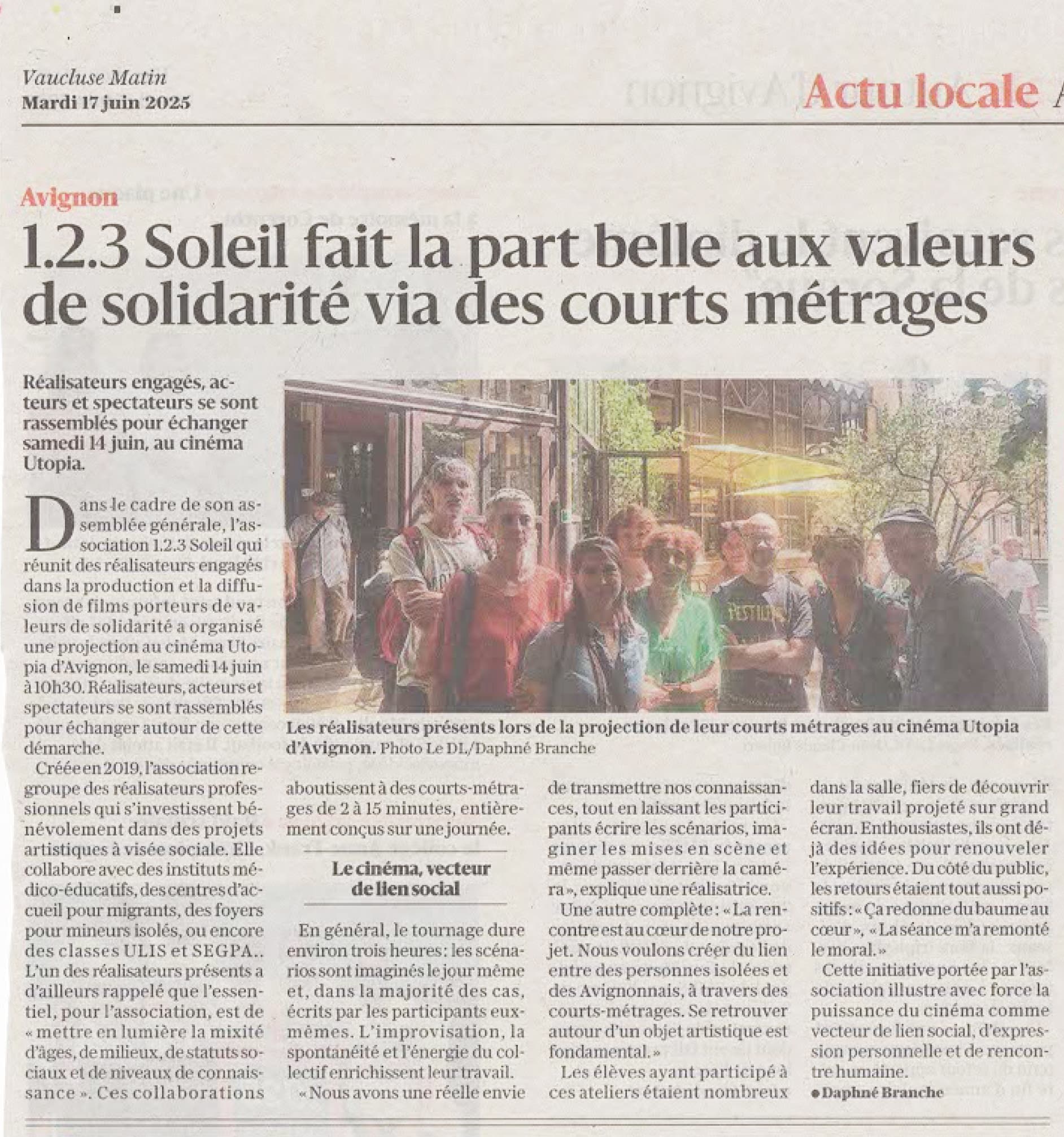 Presse : Projection à Utopia